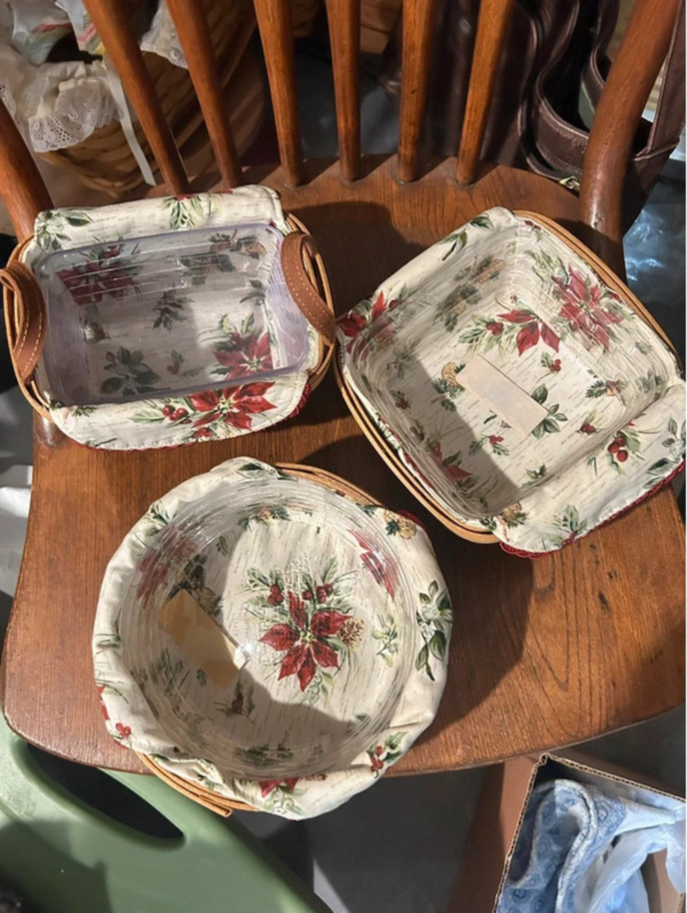 Longaberger Basket Lot holiday botanical liners & protectors